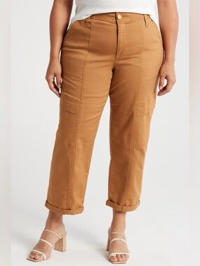 NWT 16W Ab'Solution Seamed High Waist Crop Twill Pants in Candy Yam (ABBA)